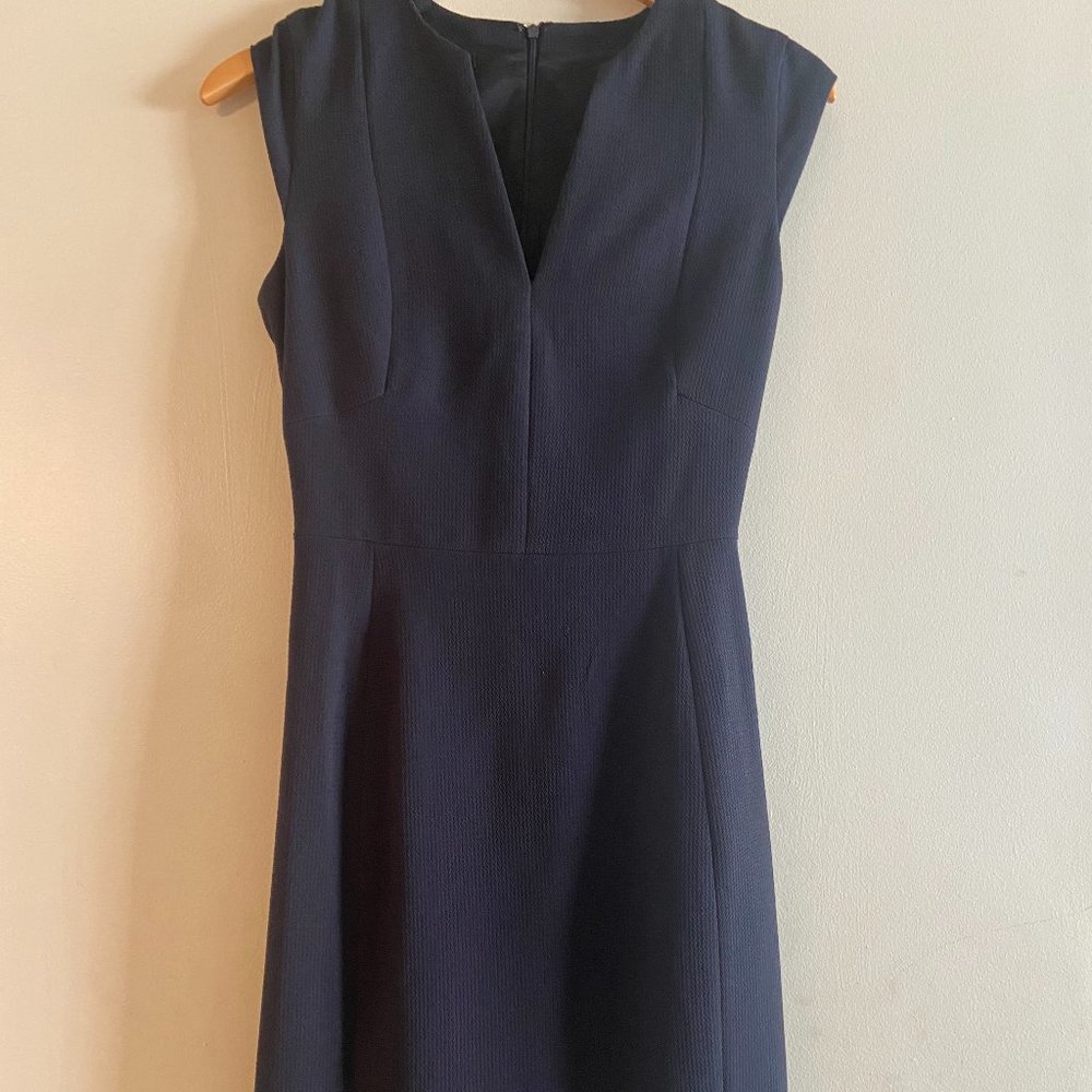 Fitted Cotton Navy Dress